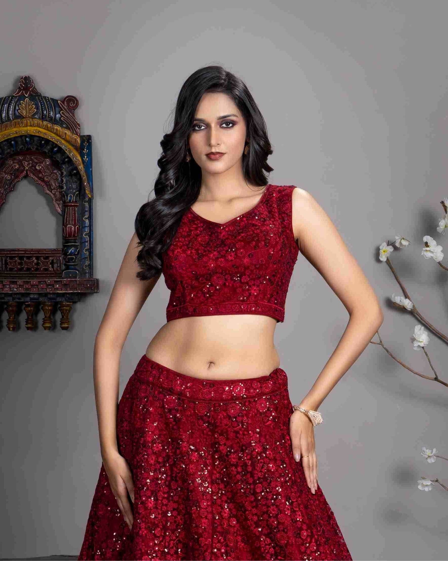 Butterfly Net Lehenga Choli Reception Outfit for Women - MYLUXURY LANE ENTERPRISE