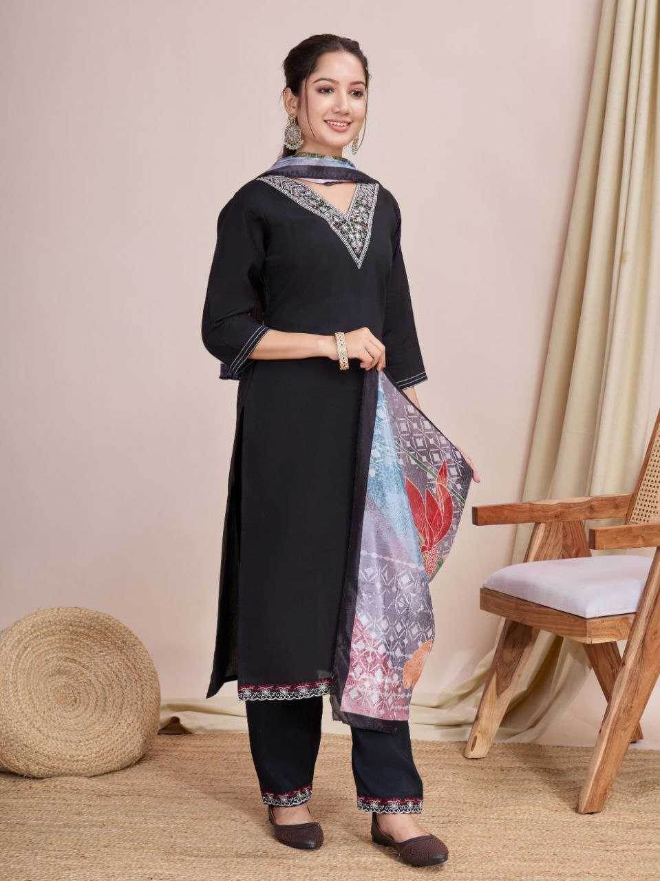 Chanderi Cotton Ladies Embroidery Suits - MYLUXURY LANE ENTERPRISE