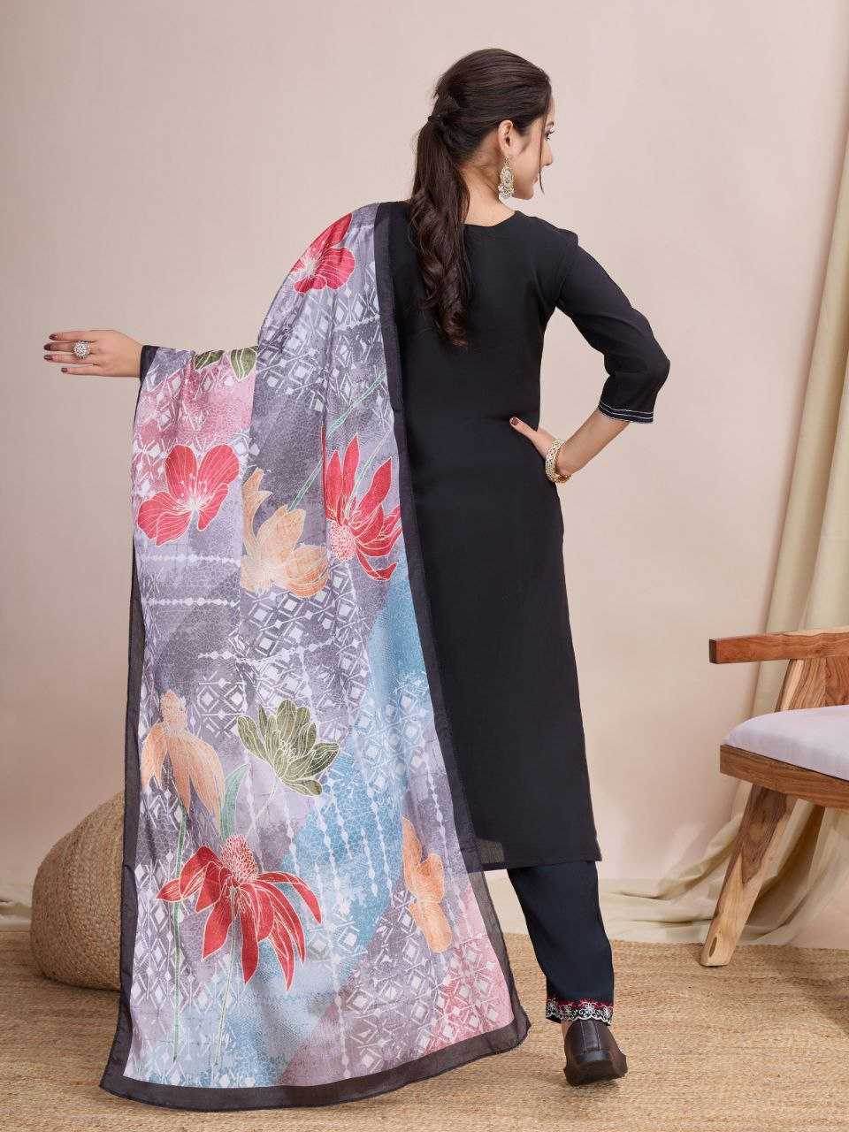 Chanderi Cotton Ladies Embroidery Suits - MYLUXURY LANE ENTERPRISE