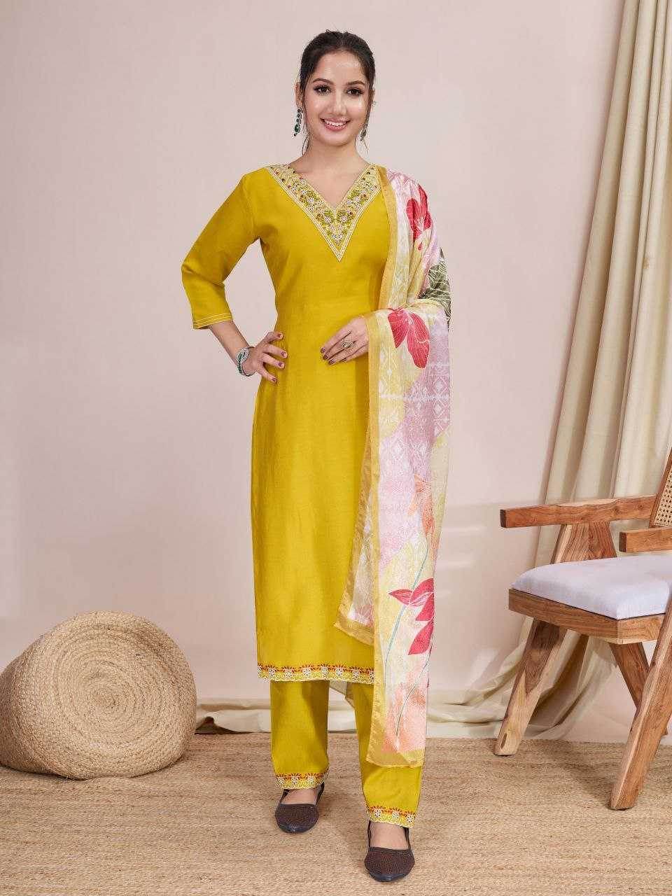 Chanderi Cotton Ladies Embroidery Suits - MYLUXURY LANE ENTERPRISE