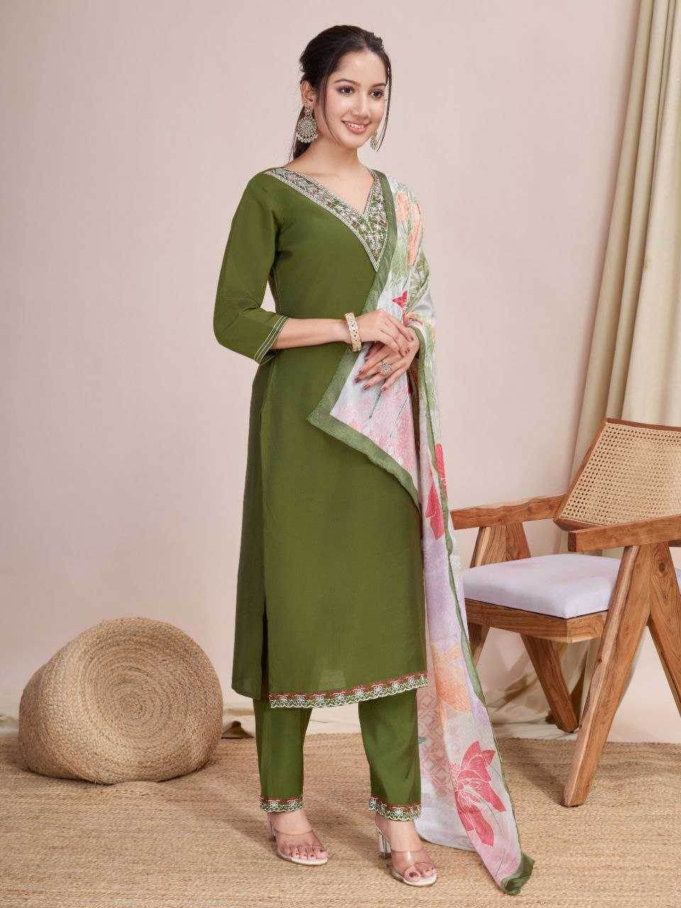 Chanderi Cotton Ladies Embroidery Suits - MYLUXURY LANE ENTERPRISE