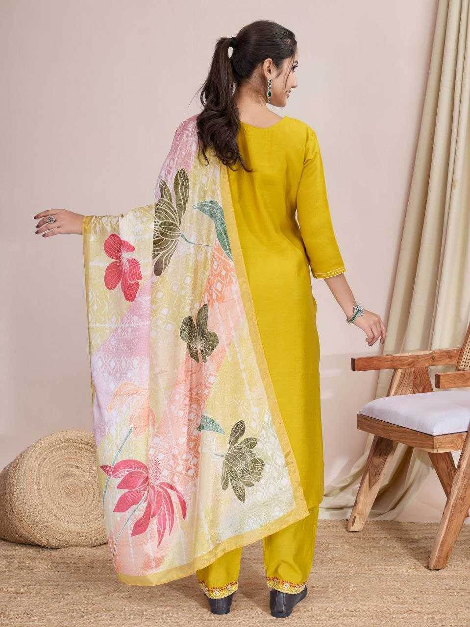 Chanderi Cotton Ladies Embroidery Suits - MYLUXURY LANE ENTERPRISE