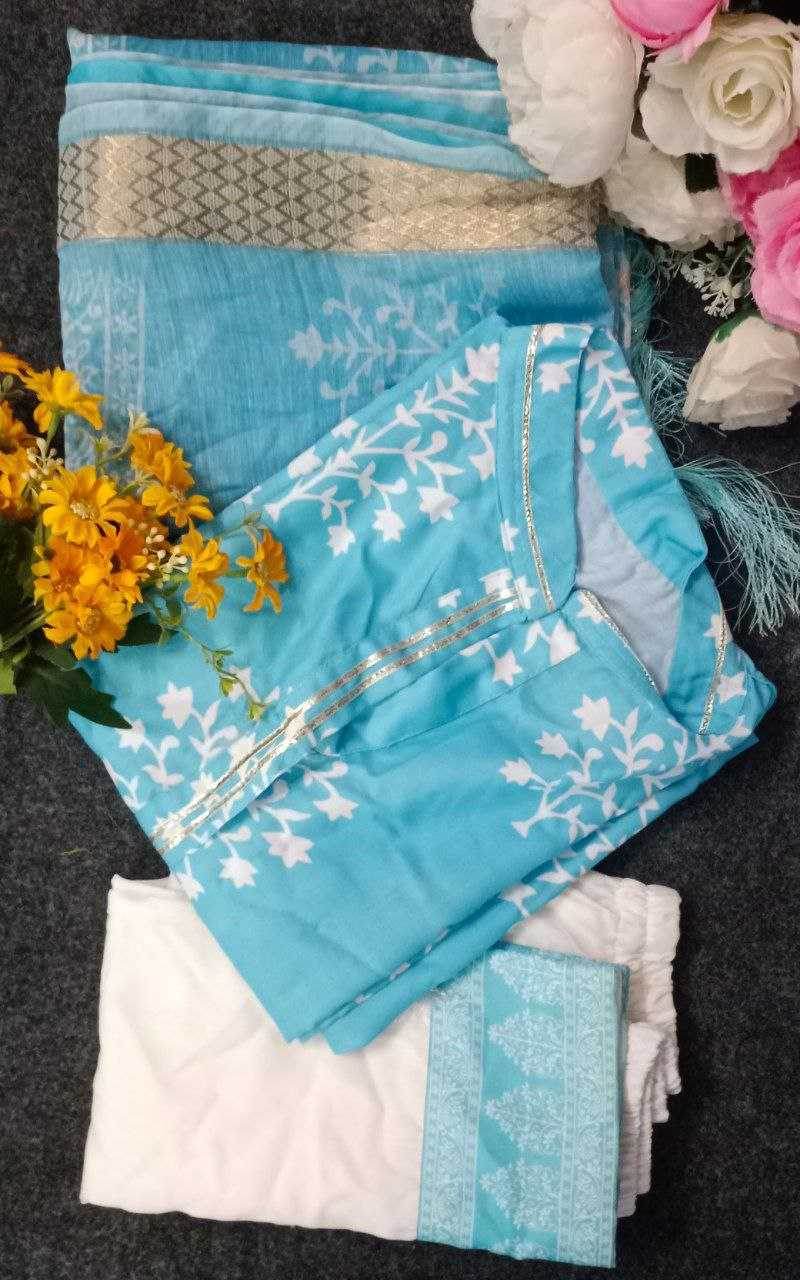 Chanderi Silk Ladies Printed Zari Suit - MYLUXURY LANE ENTERPRISE