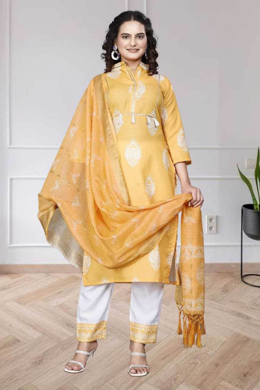 Chanderi Silk Ladies Printed Zari Suit - MYLUXURY LANE ENTERPRISE