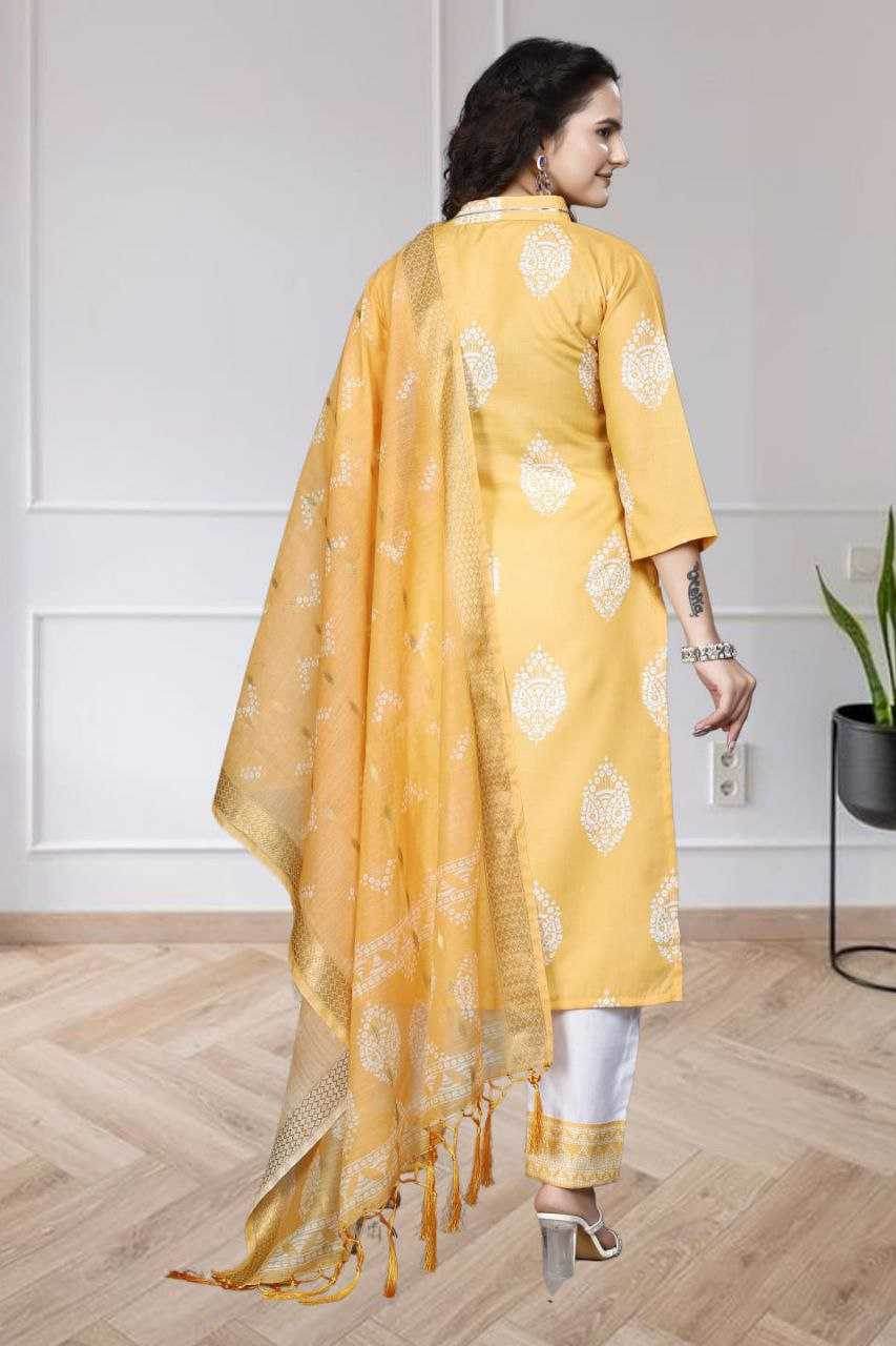 Chanderi Silk Ladies Printed Zari Suit - MYLUXURY LANE ENTERPRISE