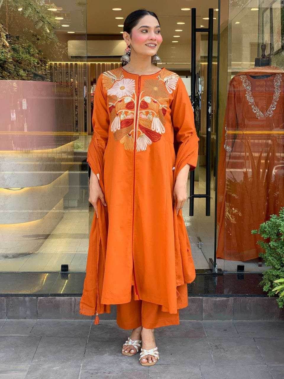 Chanderi Silk Embroidered dresse - MYLUXURY LANE ENTERPRISE