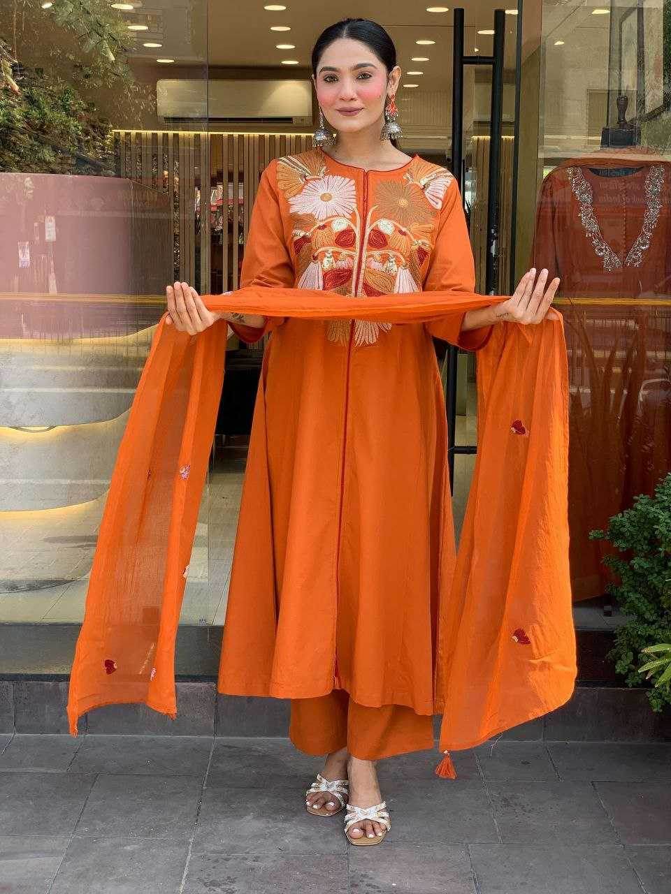 Chanderi Silk Embroidered dresse - MYLUXURY LANE ENTERPRISE