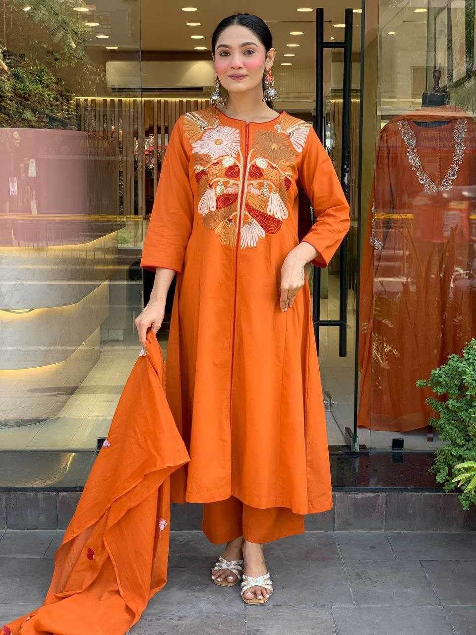 Chanderi Silk Embroidered dresse - MYLUXURY LANE ENTERPRISE