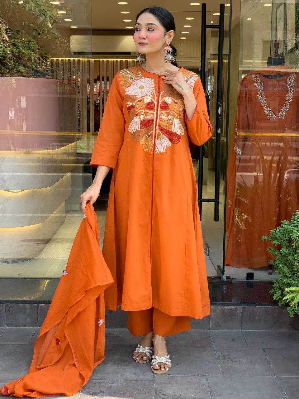 Chanderi Silk Embroidered dresse - MYLUXURY LANE ENTERPRISE