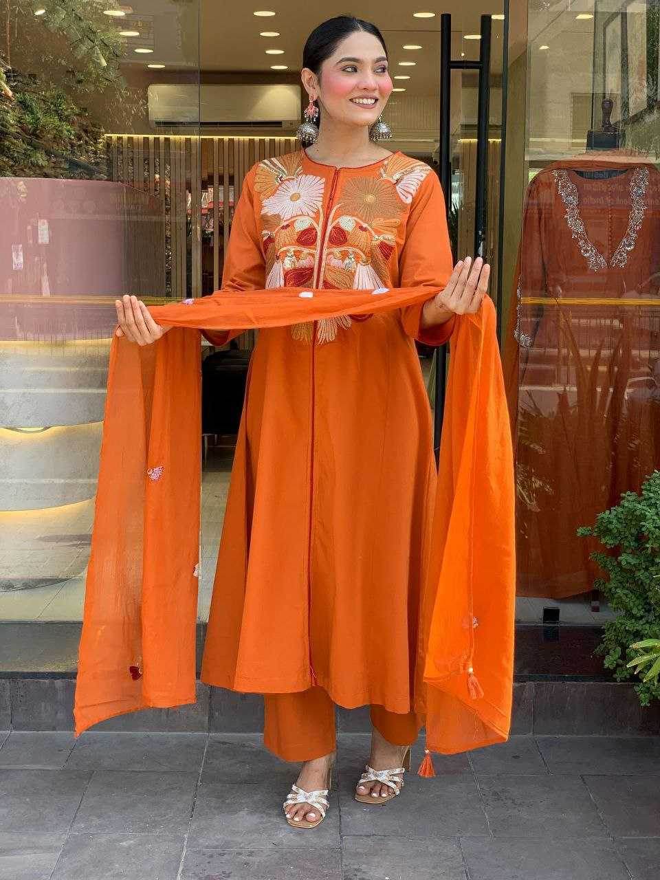 Chanderi Silk Embroidered dresse - MYLUXURY LANE ENTERPRISE