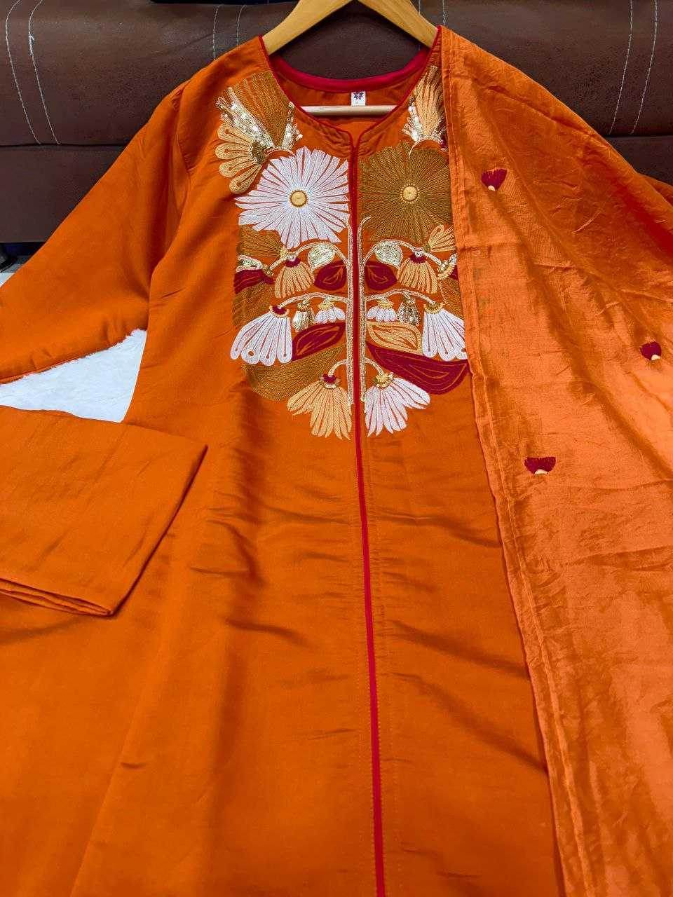 Chanderi Silk Embroidered dresse - MYLUXURY LANE ENTERPRISE