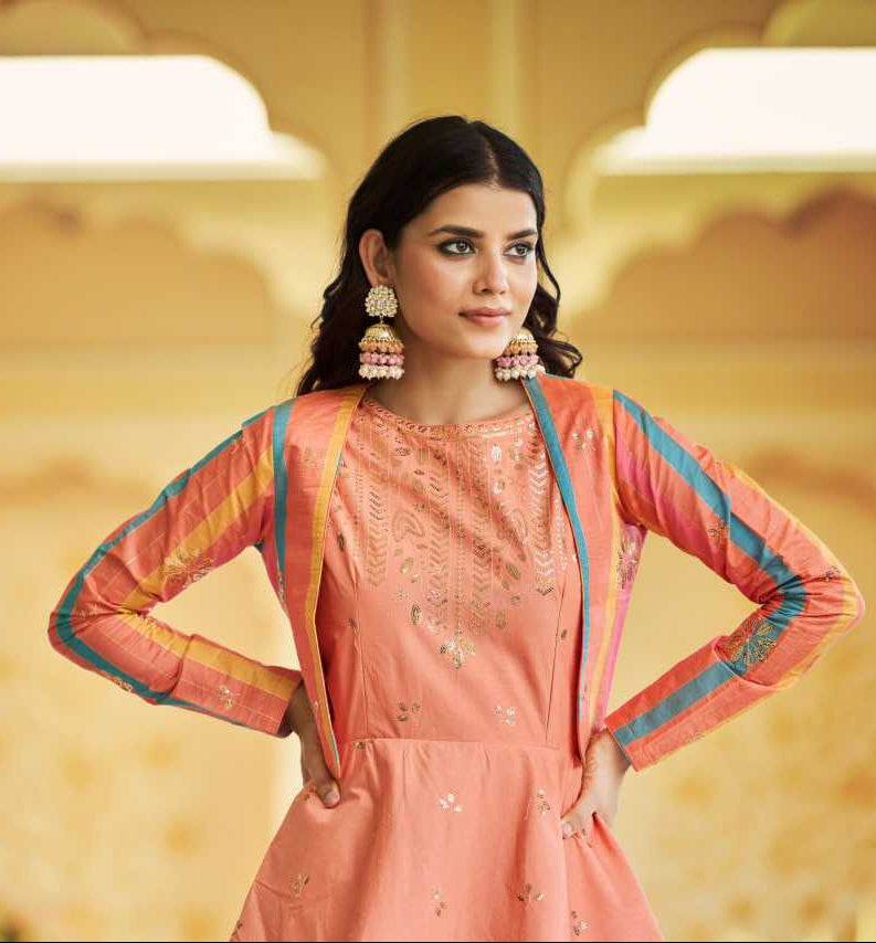 Embroidery Long Peach Gown - MYLUXURY LANE ENTERPRISE