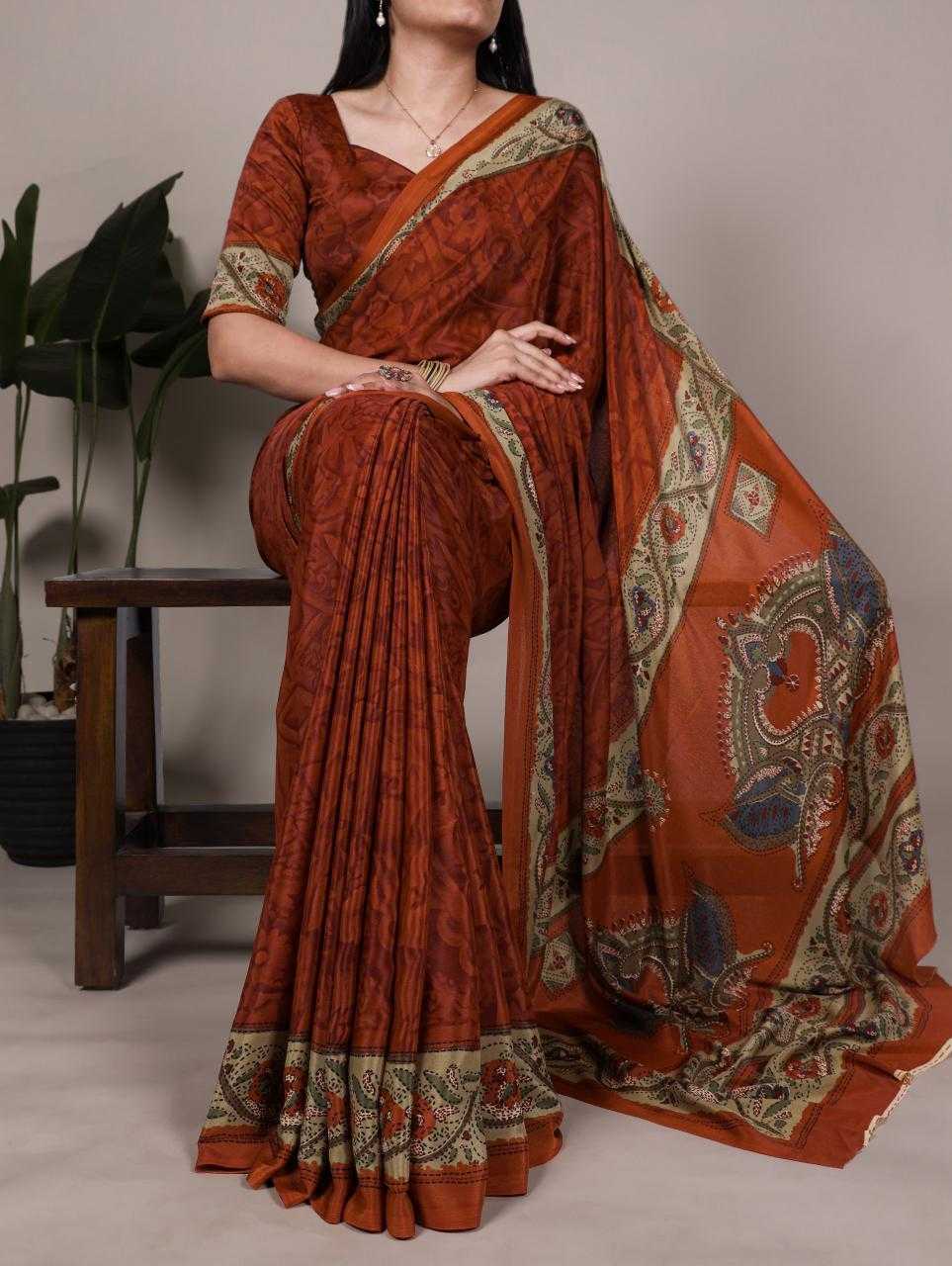 Crepe  Ready To Wear  Printed Saree