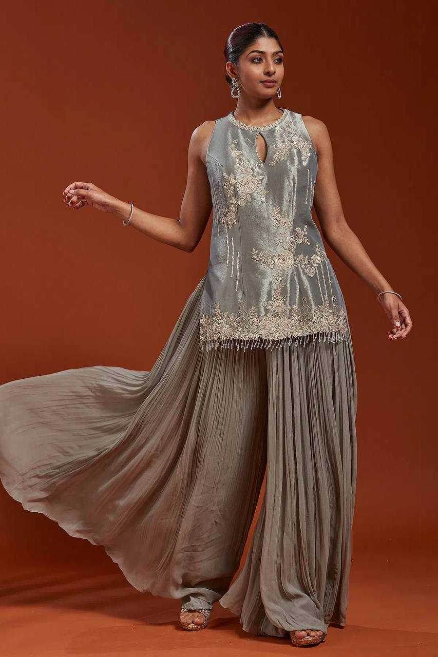 Crepe Embroidery Palazzo Party wear suit - MYLUXURY LANE ENTERPRISE