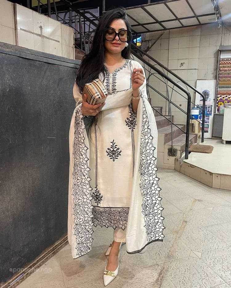 Crepe Ladies Printed Embroidery Suit - MYLUXURY LANE ENTERPRISE