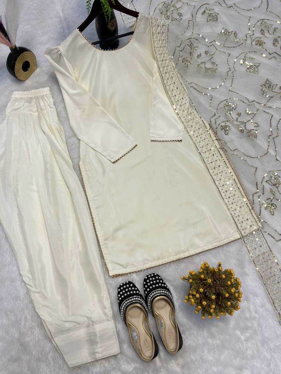 Crepe Silk Ladies Party wear Designer Suit - MYLUXURY LANE ENTERPRISE