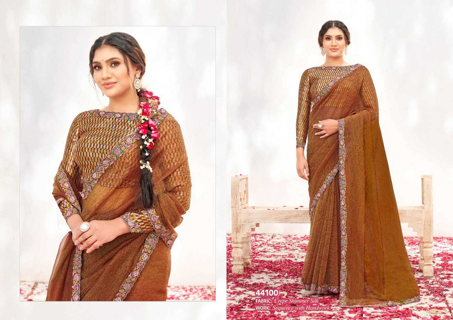 Crepe Silk  Embroidered Sarees