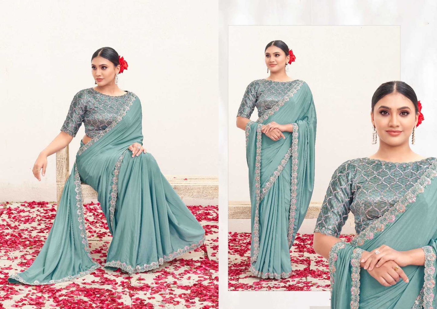 Crepe Silk  Embroidered Sarees