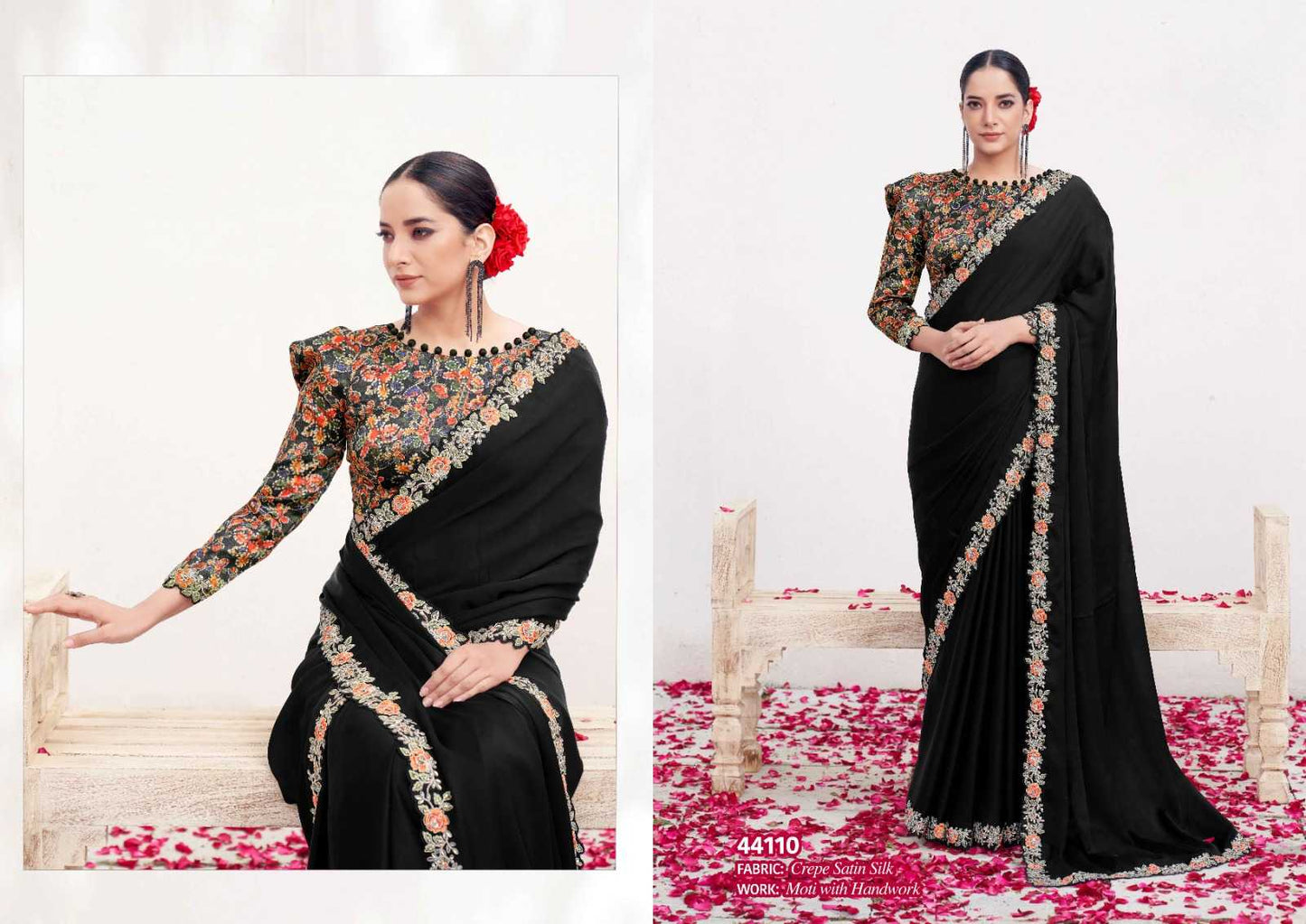Crepe Silk  Embroidered Sarees