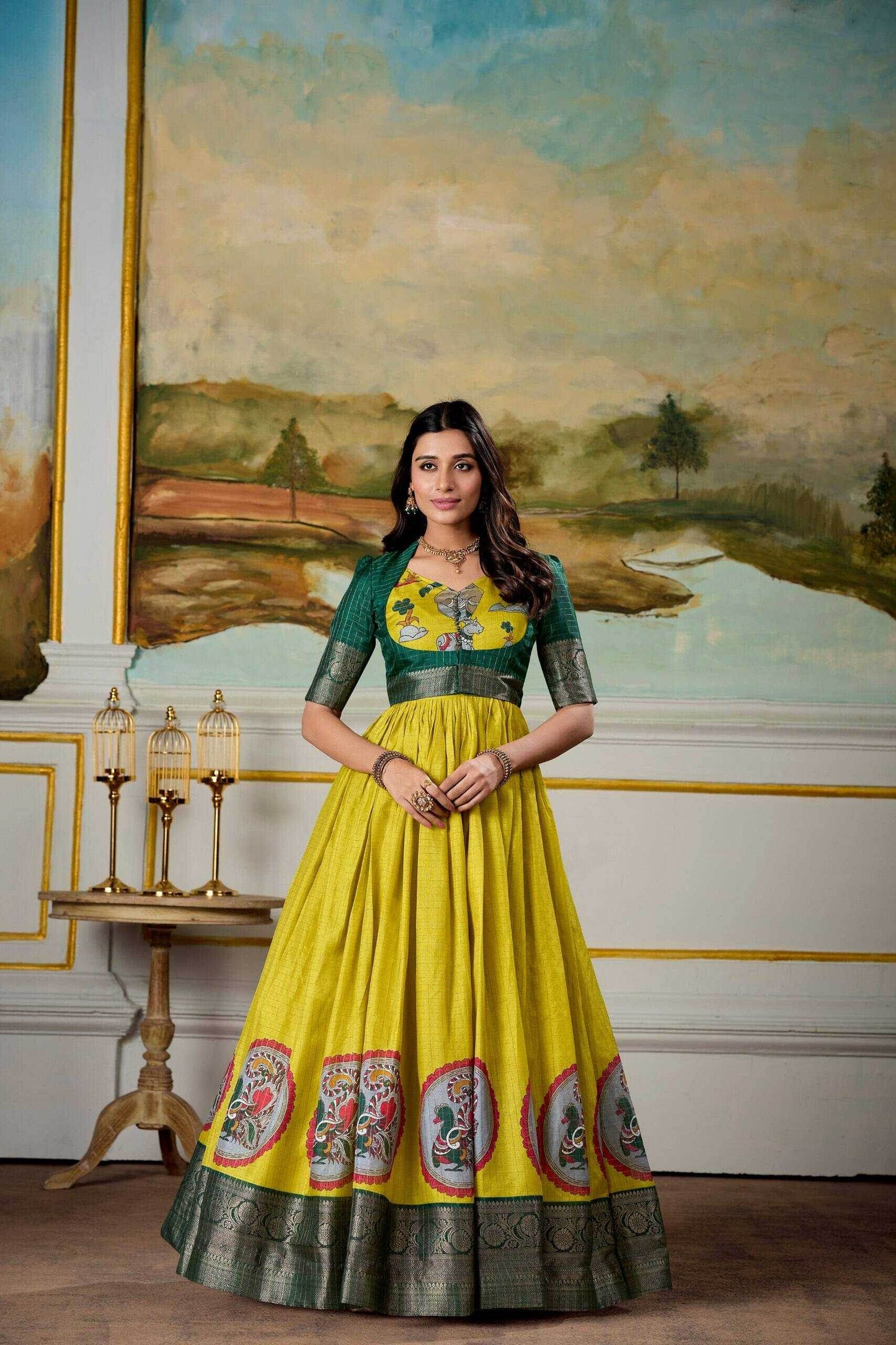 Dola Silk Anarkali Floor-Length Gown With Koti Set - MYLUXURY LANE ENTERPRISE