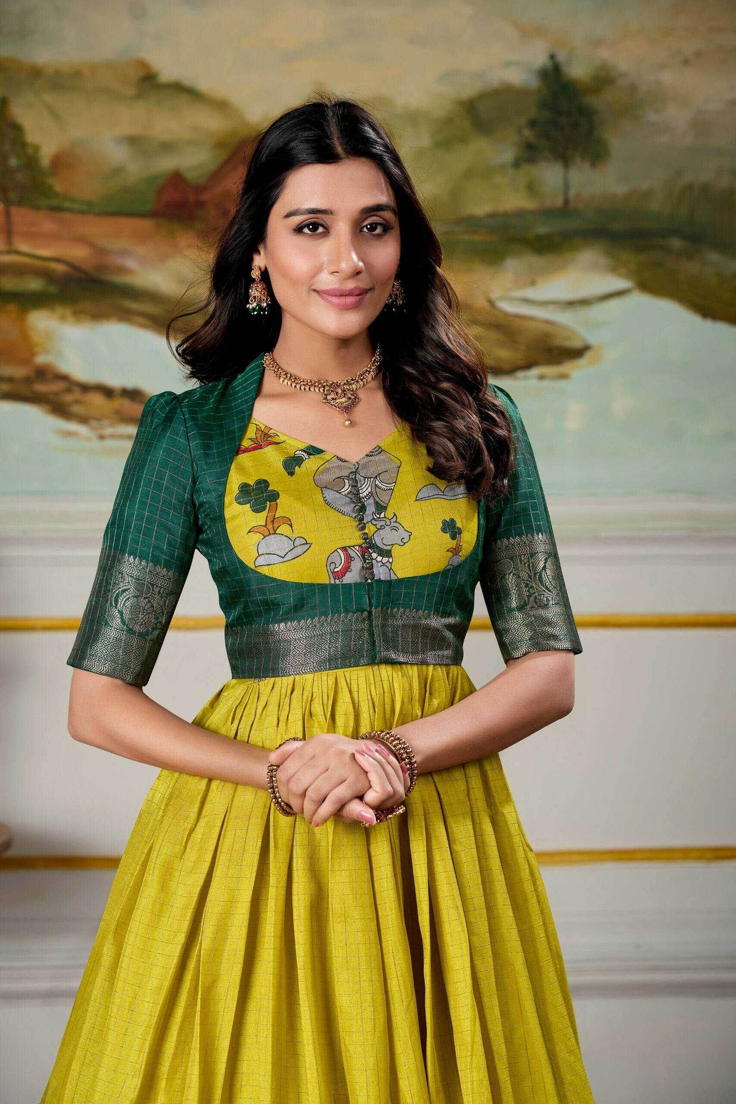 Dola Silk Anarkali Floor-Length Gown With Koti Set - MYLUXURY LANE ENTERPRISE