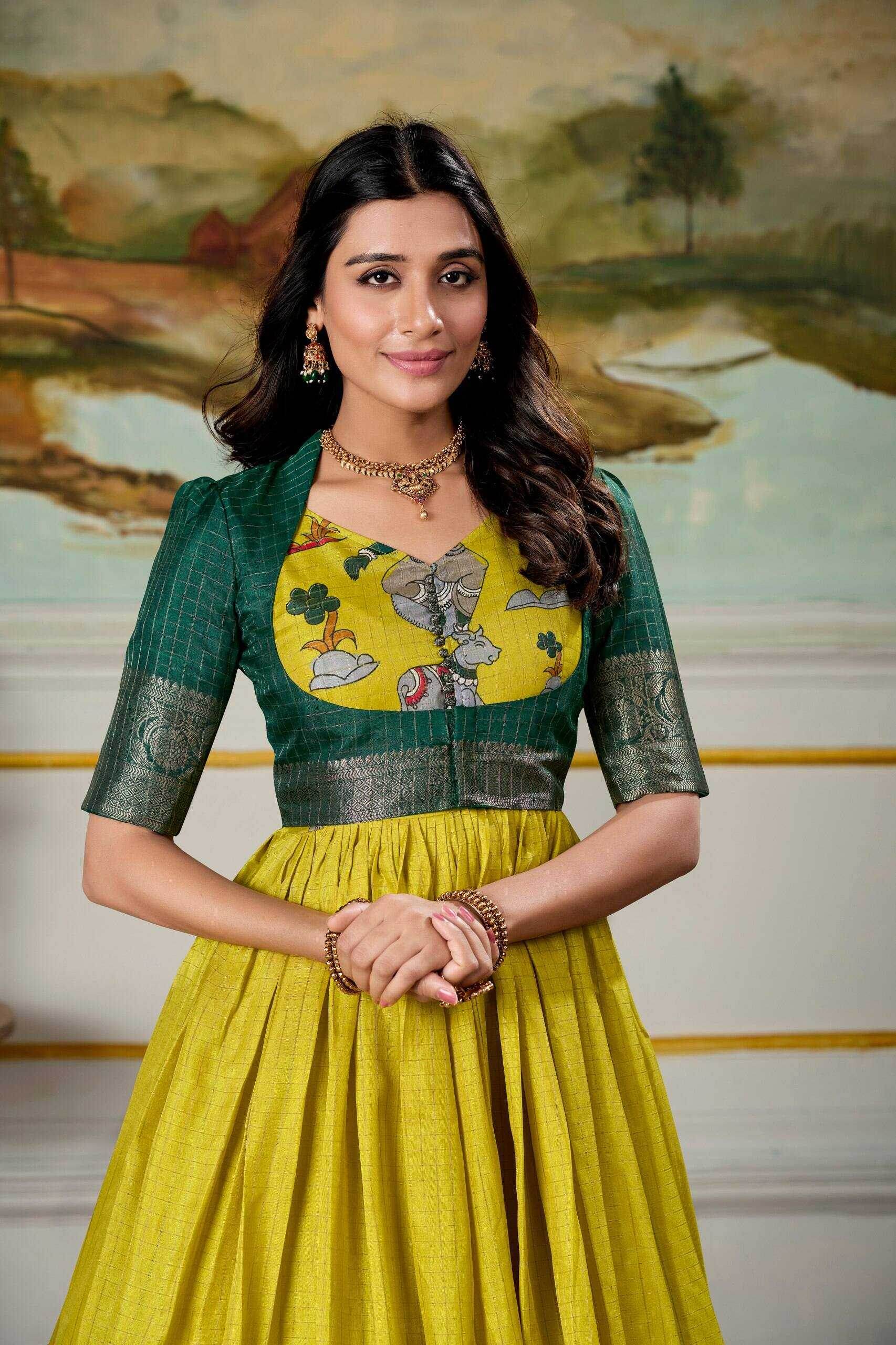 Dola Silk Anarkali Floor-Length Gown With Koti Set - MYLUXURY LANE ENTERPRISE