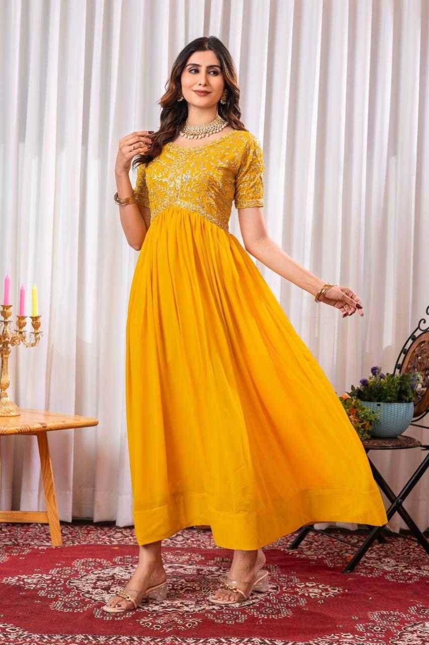 Faux Embroidery Long Gowns - MYLUXURY LANE ENTERPRISE