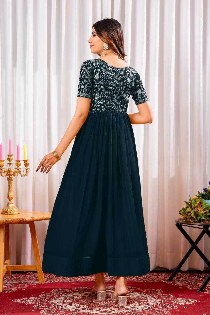 Faux Embroidery Long Gowns - MYLUXURY LANE ENTERPRISE