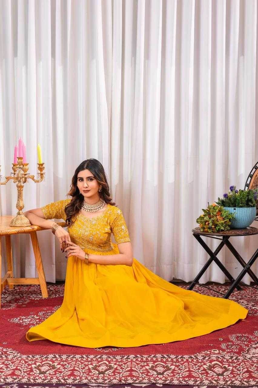 Faux Embroidery Long Gowns - MYLUXURY LANE ENTERPRISE