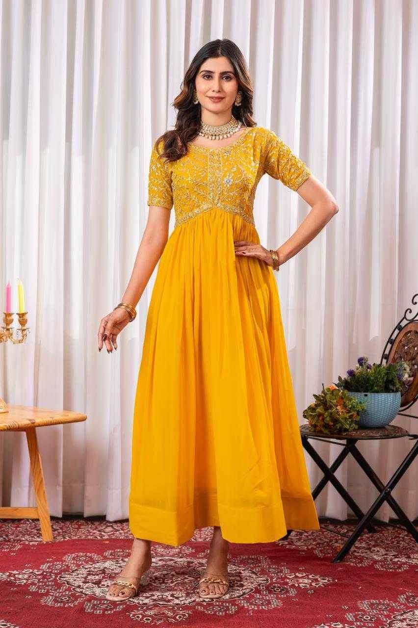 Faux Embroidery Long Gowns - MYLUXURY LANE ENTERPRISE