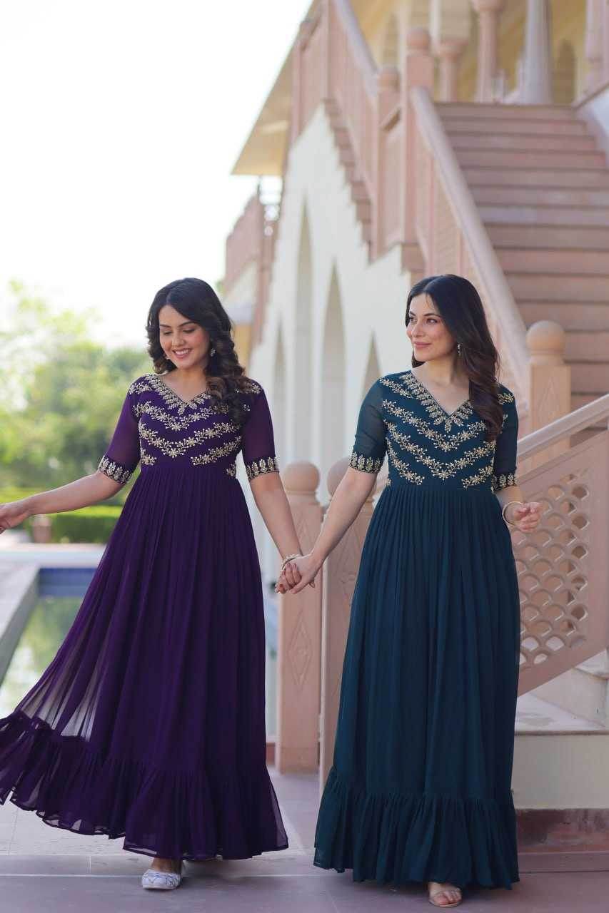 Faux Blooming Embroidery Party Gown - MYLUXURY LANE ENTERPRISE