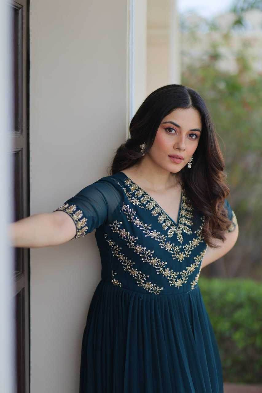 Faux Blooming Embroidery Party Gown - MYLUXURY LANE ENTERPRISE