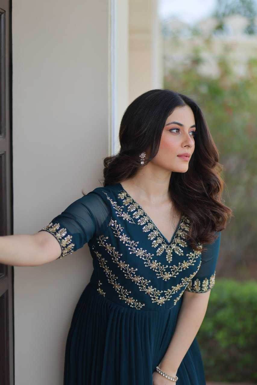 Faux Blooming Embroidery Party Gown - MYLUXURY LANE ENTERPRISE