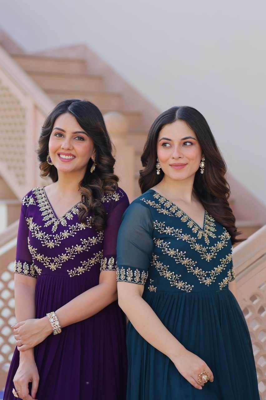 Faux Blooming Embroidery Party Gown - MYLUXURY LANE ENTERPRISE