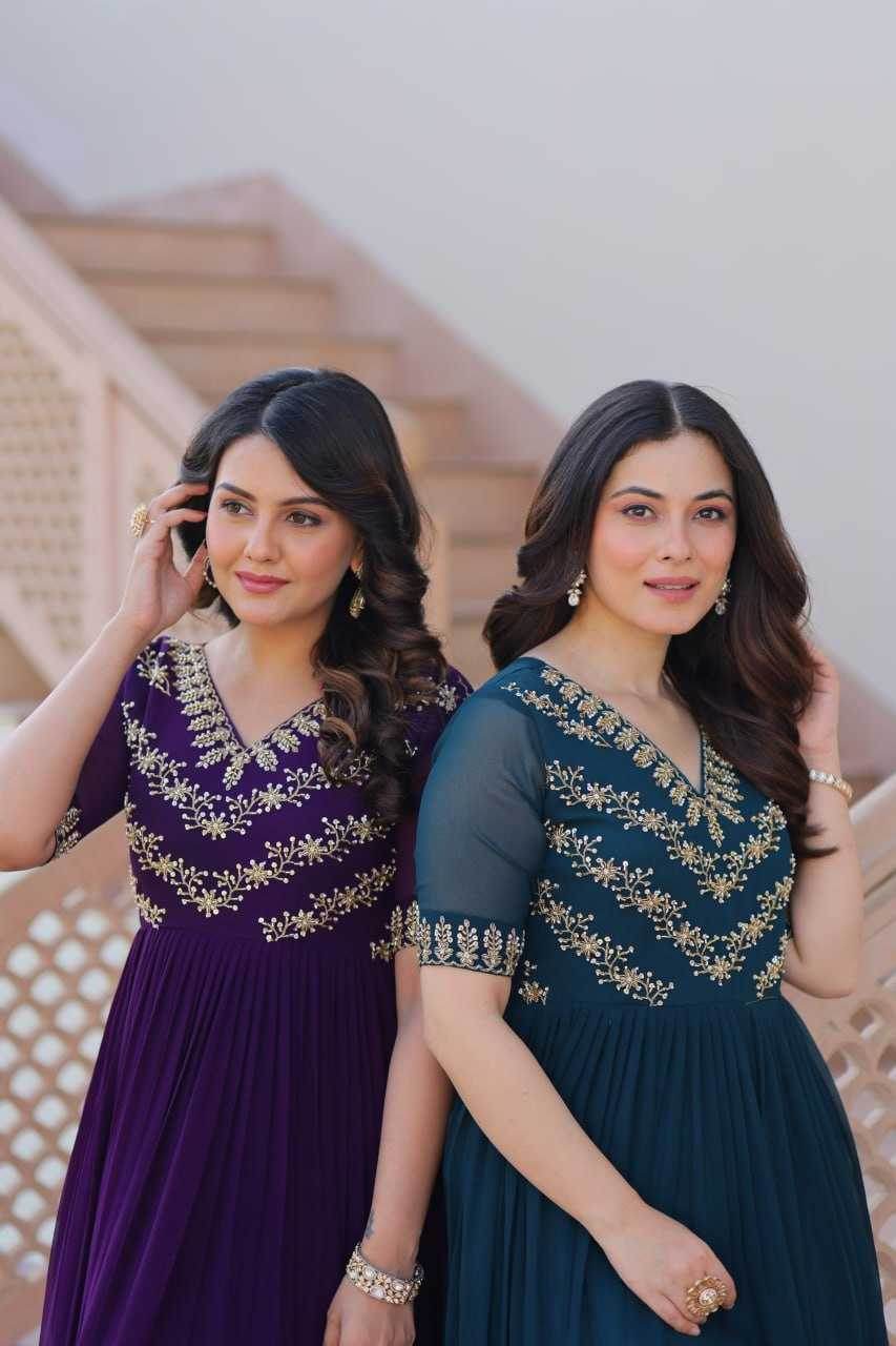 Faux Blooming Embroidery Party Gown - MYLUXURY LANE ENTERPRISE