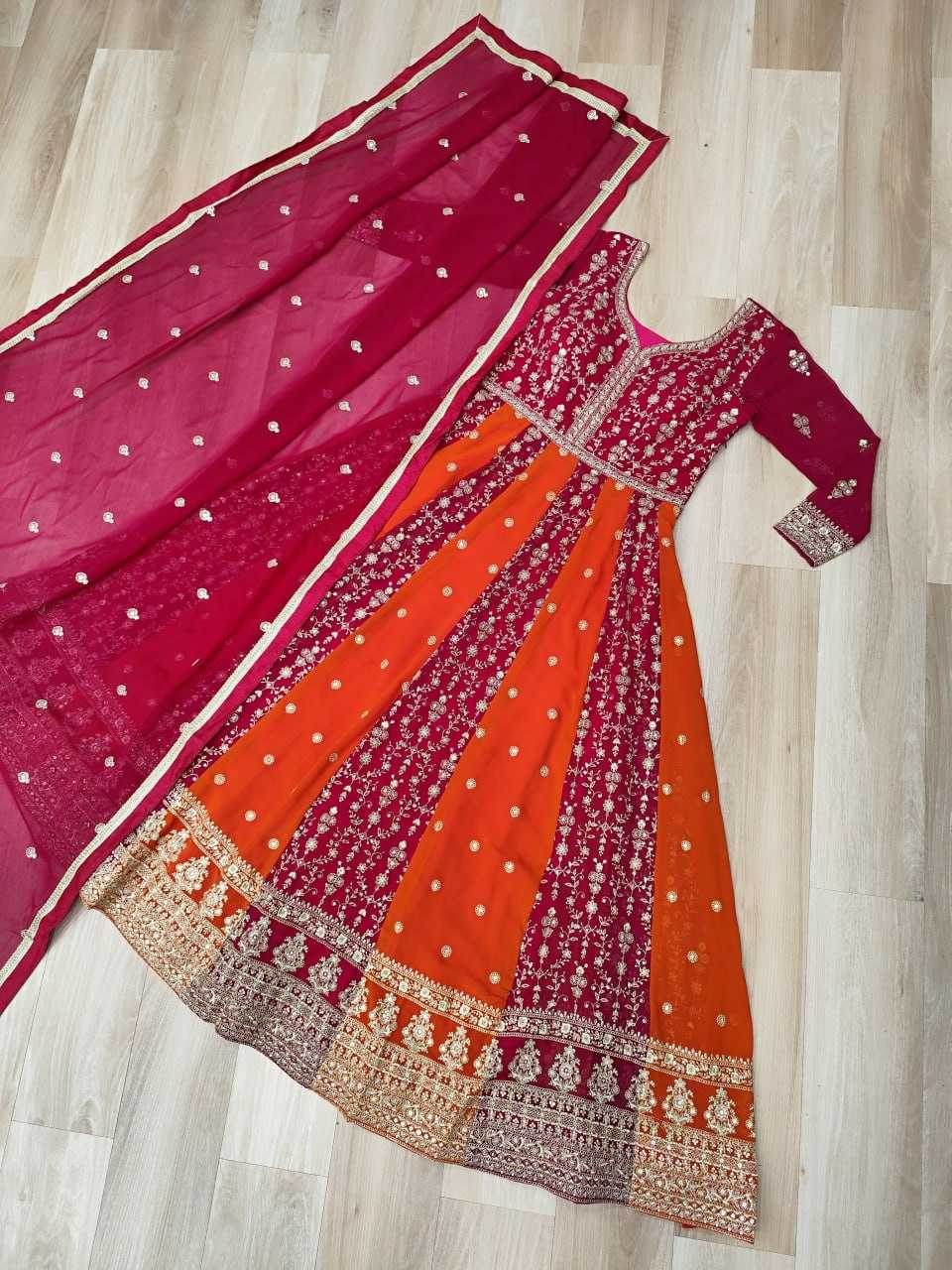 Faux Blooming Gown With Dupatta Sequin Gowns - MYLUXURY LANE ENTERPRISE