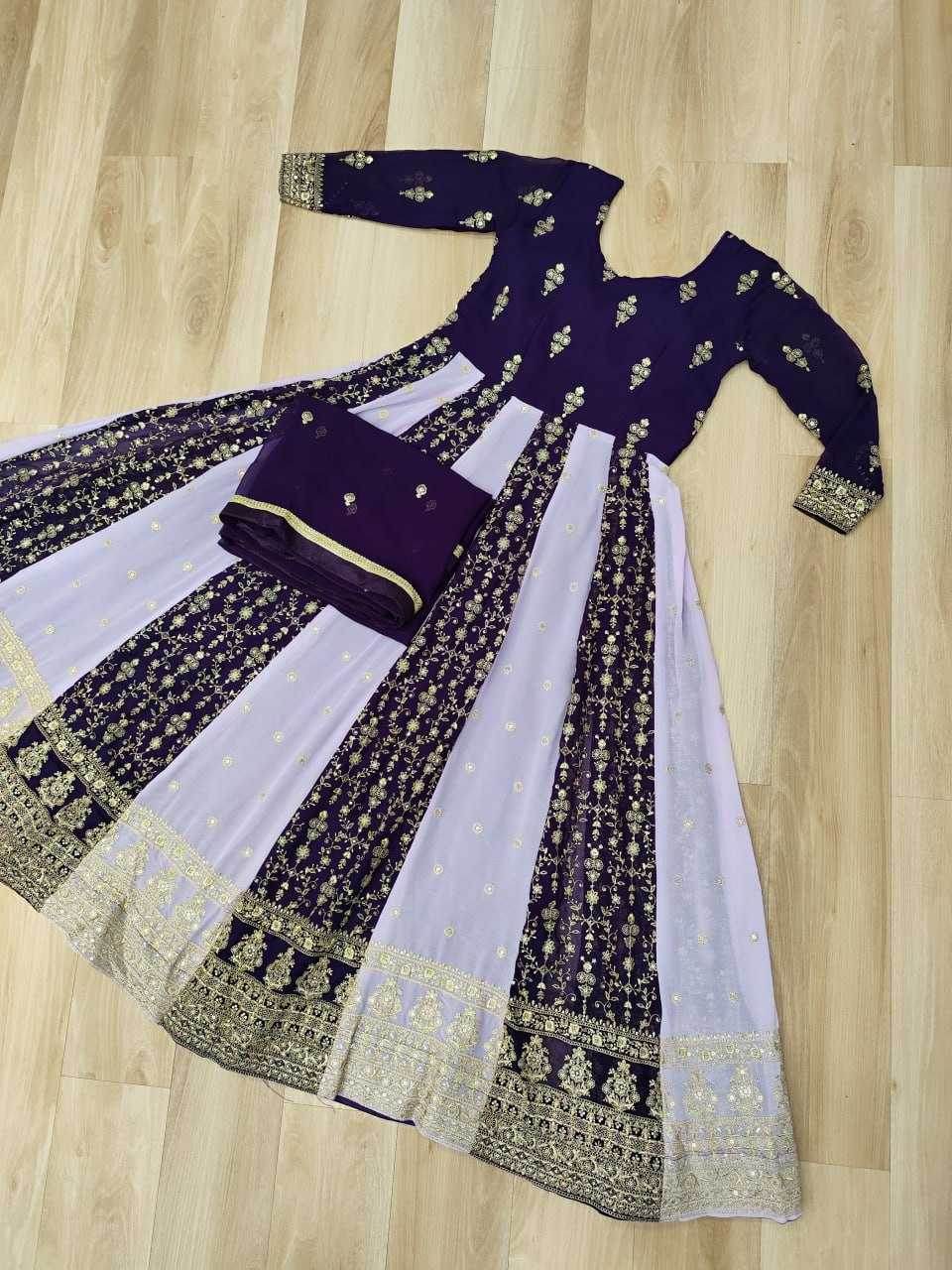 Faux Blooming Gown With Dupatta Sequin Gowns - MYLUXURY LANE ENTERPRISE