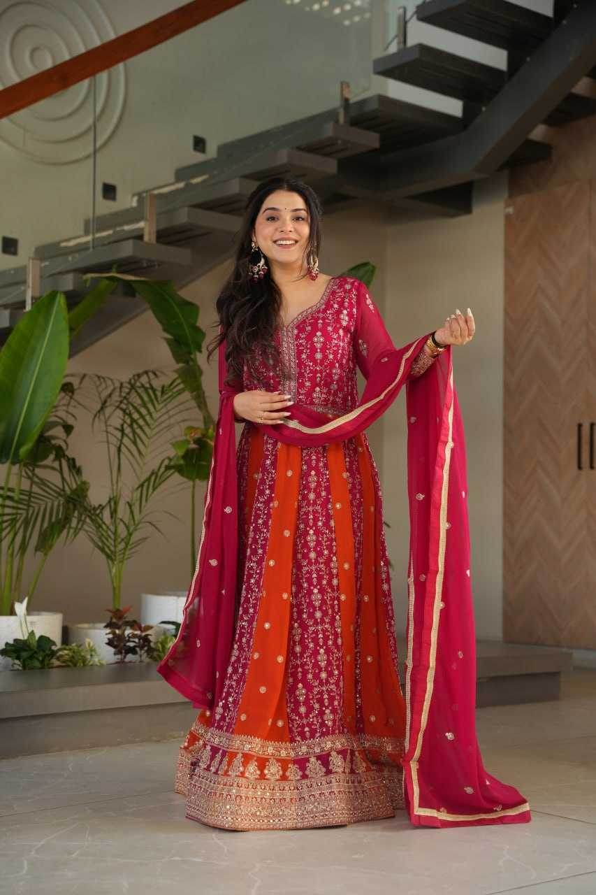 Faux Blooming Gown With Dupatta Sequin Gowns - MYLUXURY LANE ENTERPRISE