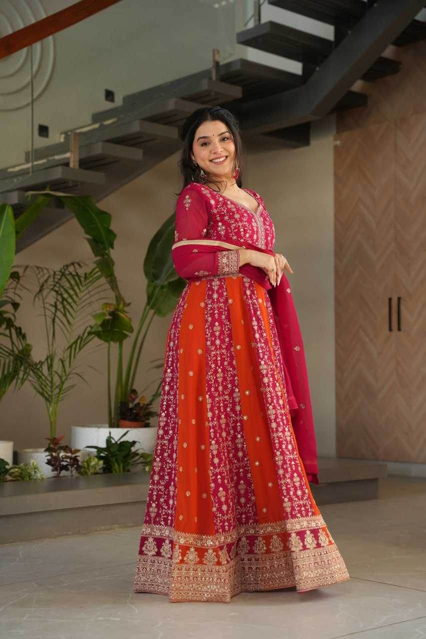 Faux Blooming Gown With Dupatta Sequin Gowns - MYLUXURY LANE ENTERPRISE