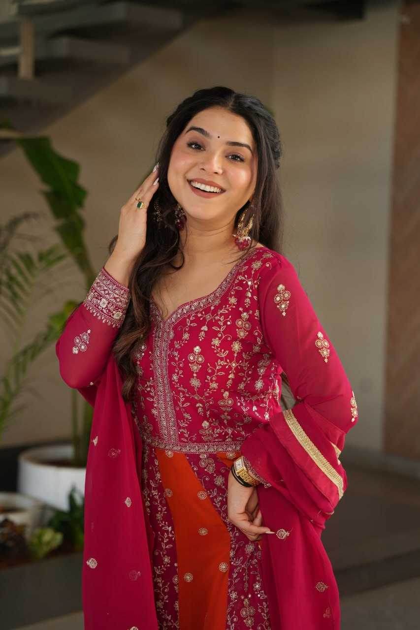 Faux Blooming Gown With Dupatta Sequin Gowns - MYLUXURY LANE ENTERPRISE