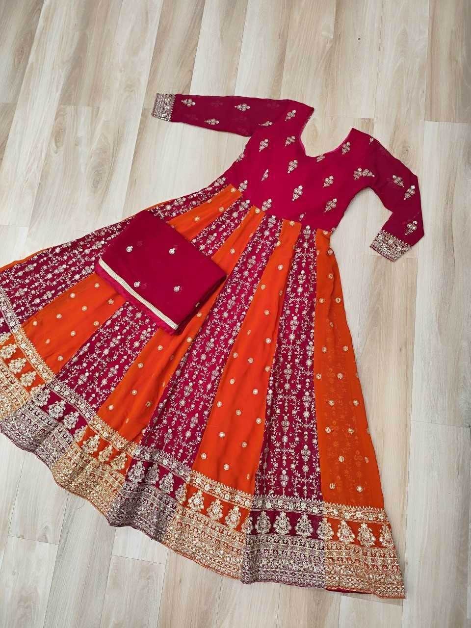 Faux Blooming Gown With Dupatta Sequin Gowns - MYLUXURY LANE ENTERPRISE