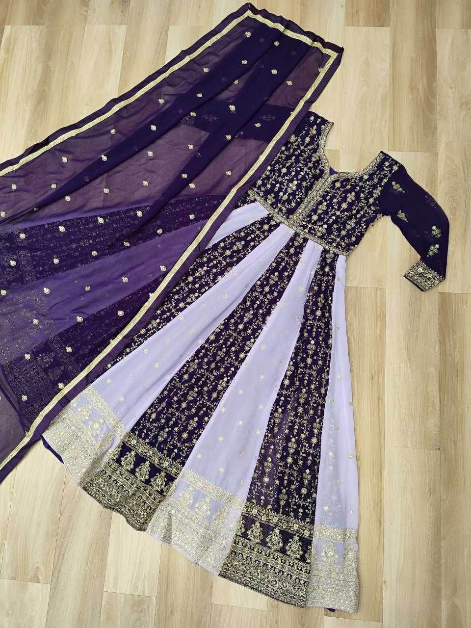 Faux Blooming Gown With Dupatta Sequin Gowns - MYLUXURY LANE ENTERPRISE