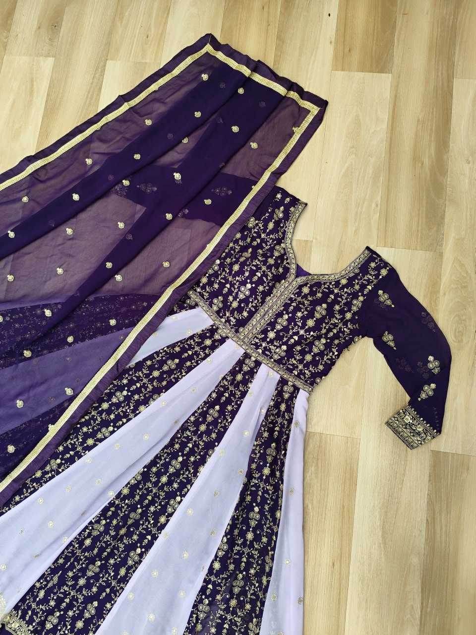 Faux Blooming Gown With Dupatta Sequin Gowns - MYLUXURY LANE ENTERPRISE