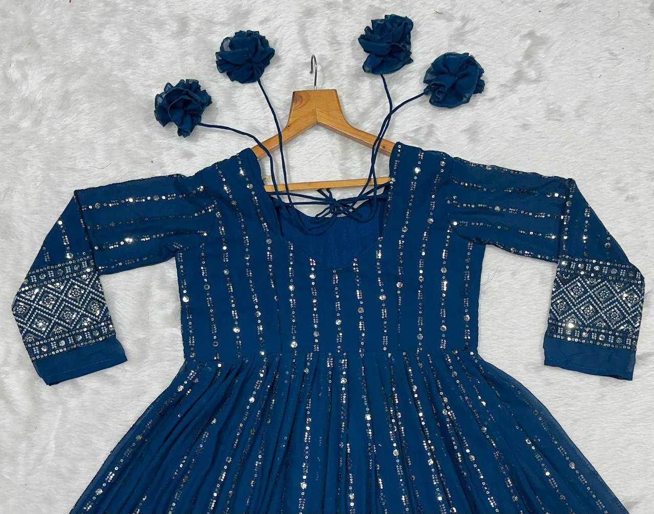 Faux Blooming Anarkali Sequin Gown - MYLUXURY LANE ENTERPRISE