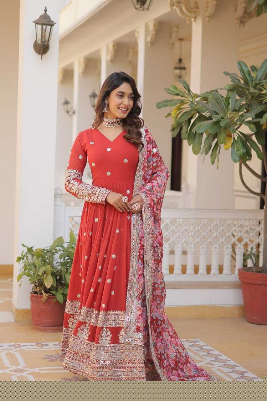 FAUX GEORGETTE EMBROIDERY ANARKALI LONG GOWN - MYLUXURY LANE ENTERPRISE