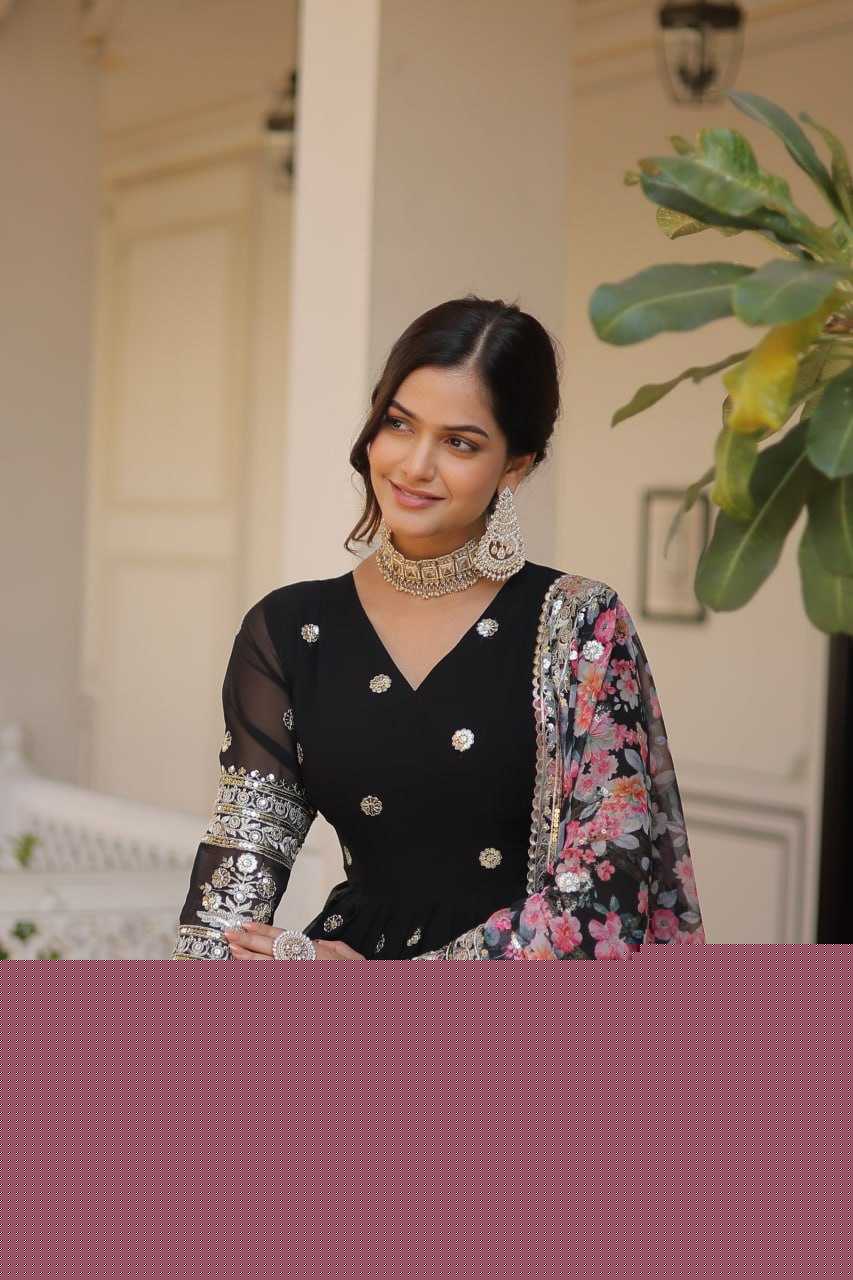 FAUX GEORGETTE EMBROIDERY ANARKALI LONG GOWN - MYLUXURY LANE ENTERPRISE