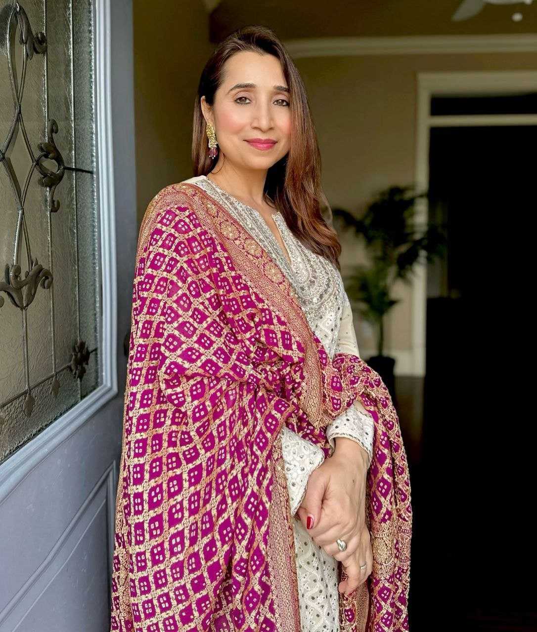 Faux Georgette Embroidered Kurti With Palazzo