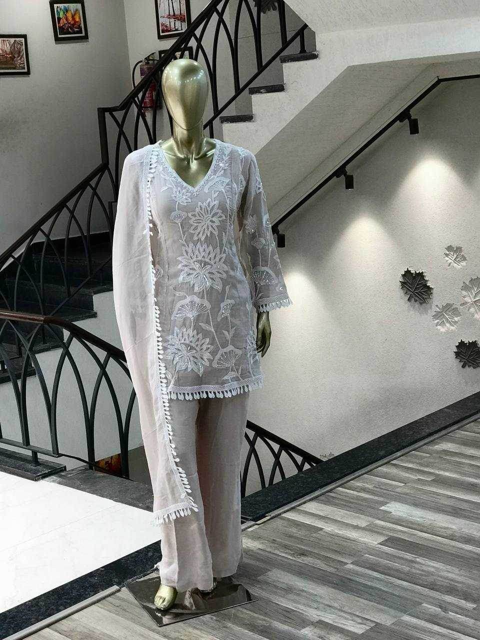 Faux Georgette Embroidery Palazzo Suit - MYLUXURY LANE ENTERPRISE