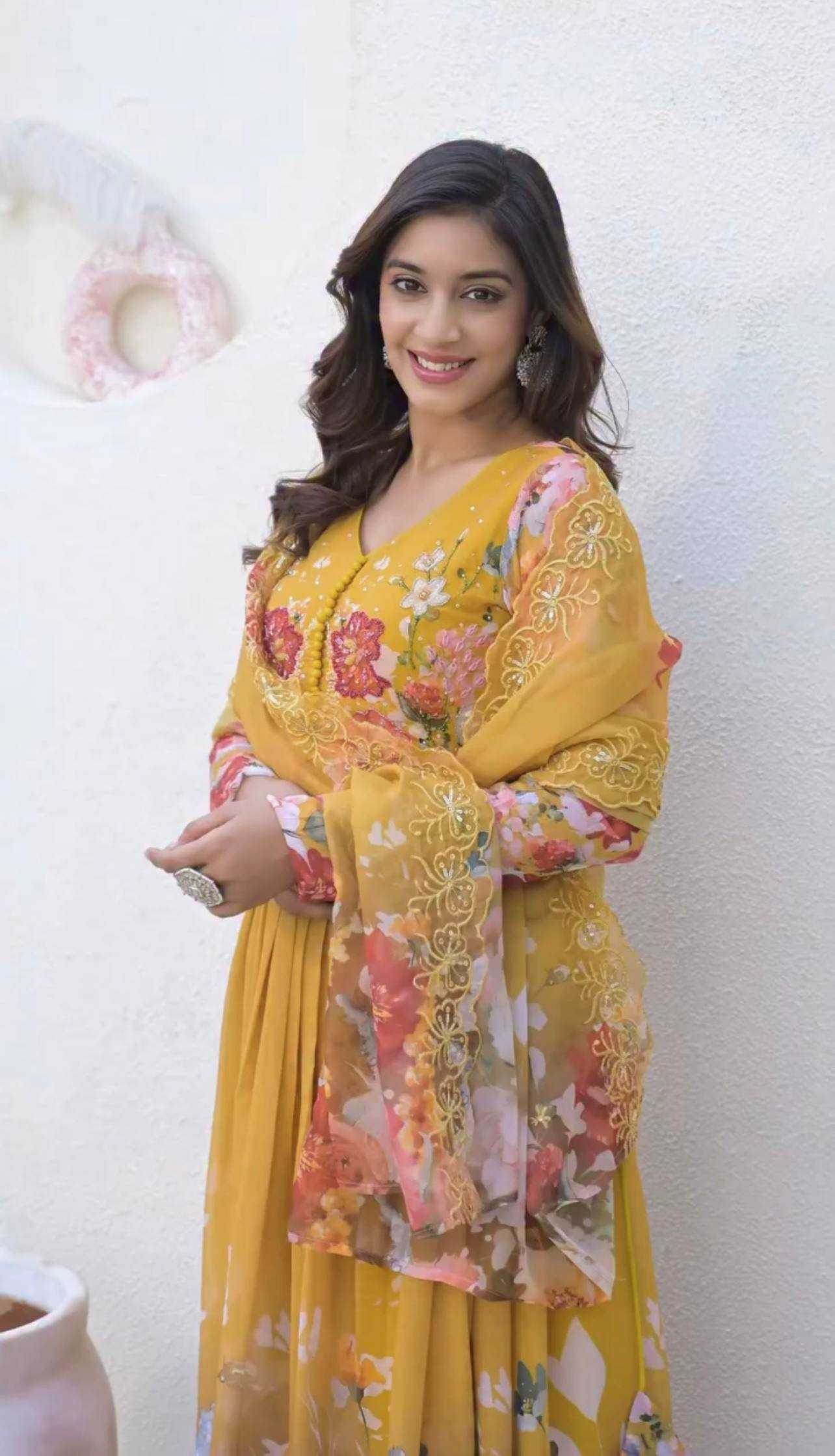 Faux Georgette Embroidery Sequin Gown - MYLUXURY LANE ENTERPRISE