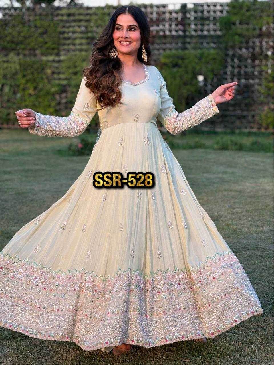 Faux Georgette Embroidery Sequin Gown - MYLUXURY LANE ENTERPRISE